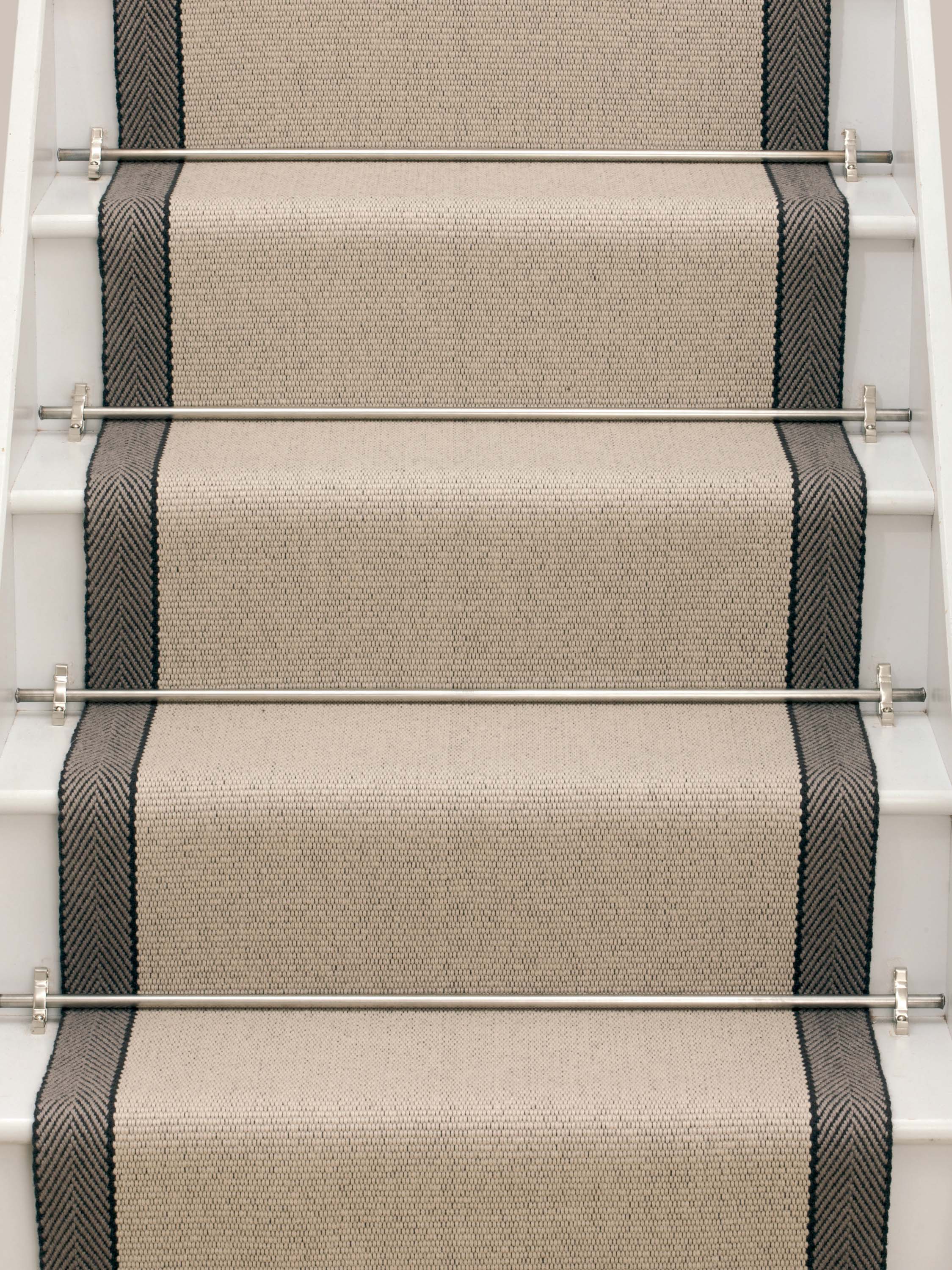 Striped flatweave runner in cream and black