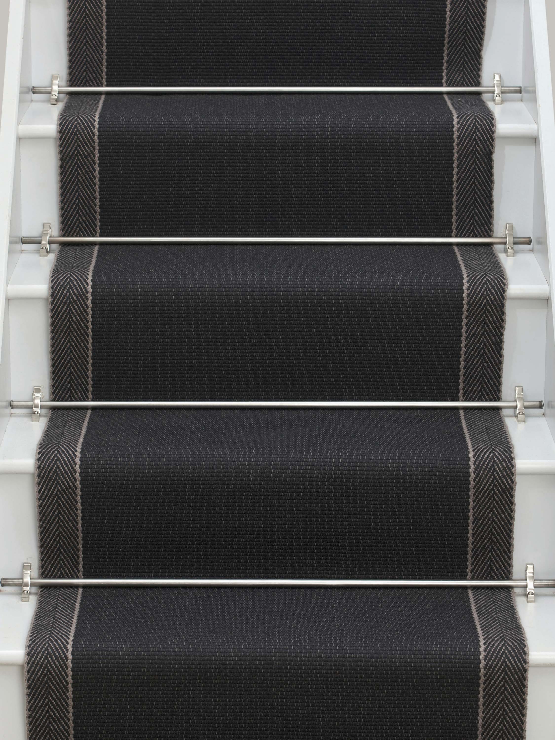 Striped flatweave runner in charcoal