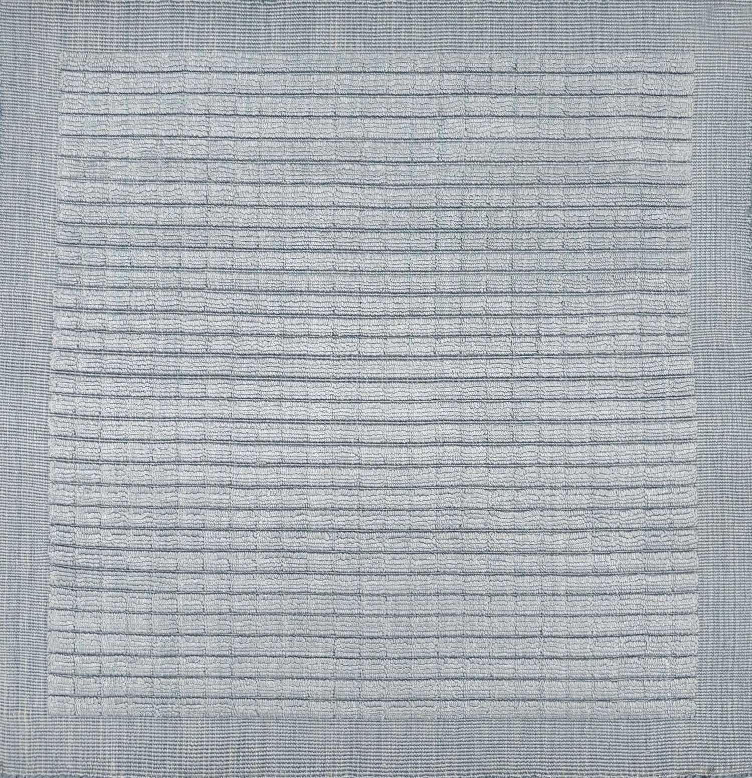 Handknotted rug sample with a tonal light blue gridded motif.