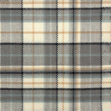 Flatwoven rug in a window pane pattern in cream, grey, tan, black and turquoise blue. 