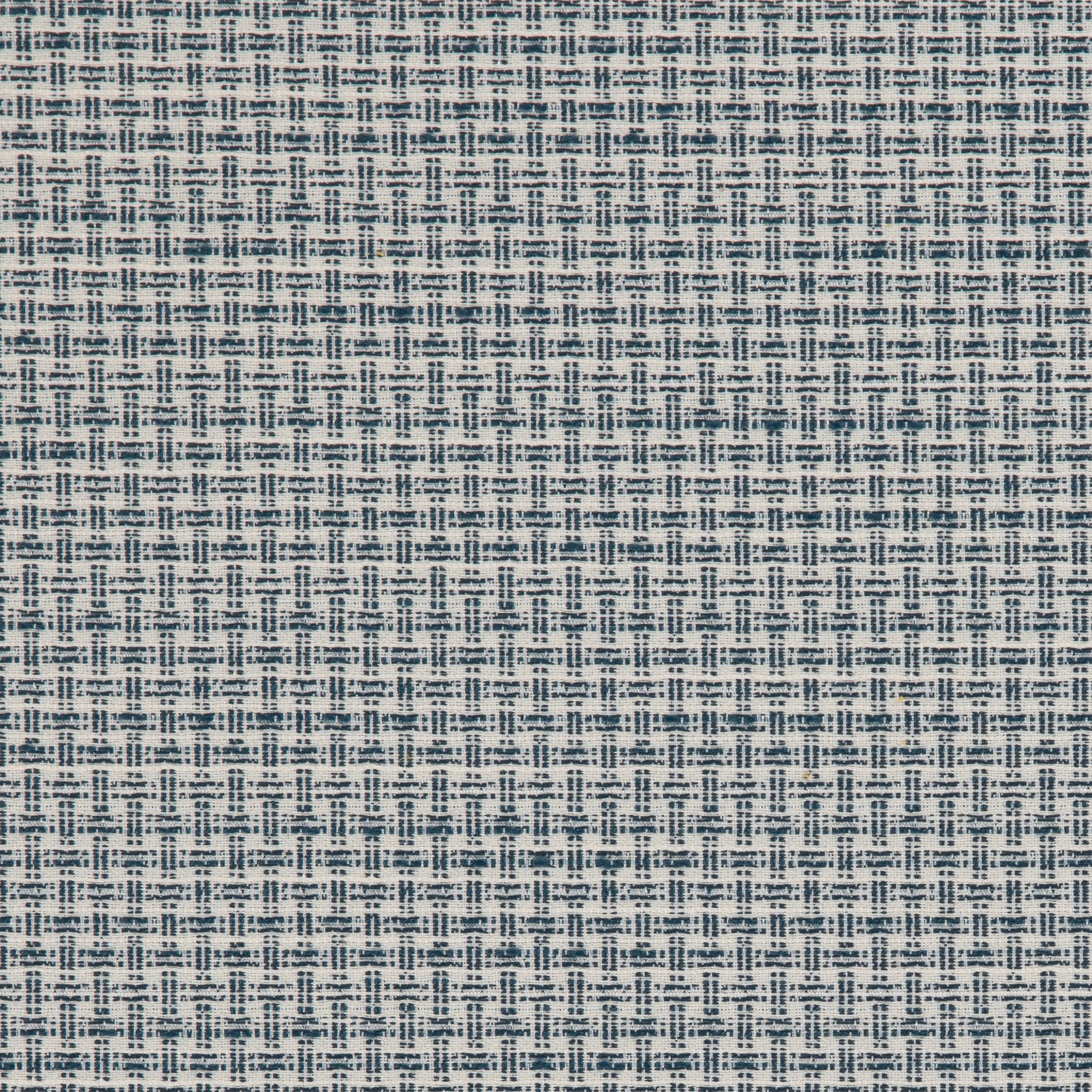 Detail of a woven outdoor fabric in a subtle check design in blue. 
