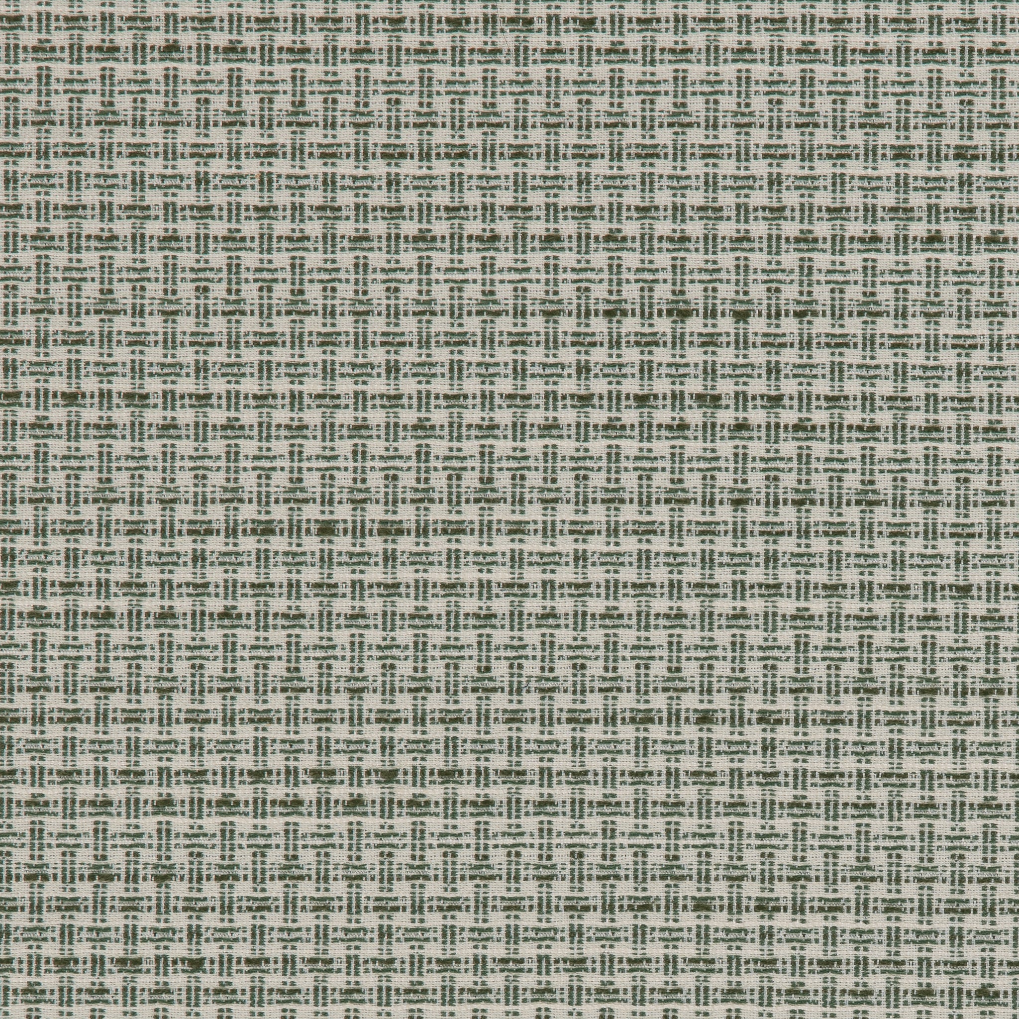 Detail of a woven outdoor fabric in a subtle check design in green. 