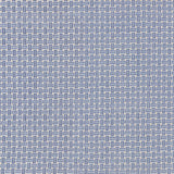 Embroidered fabric with a basketweave design in blue on a white field. 