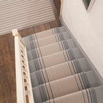 Striped flatweave runner in cream and blue