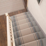 Striped flatweave runner in cream and blue
