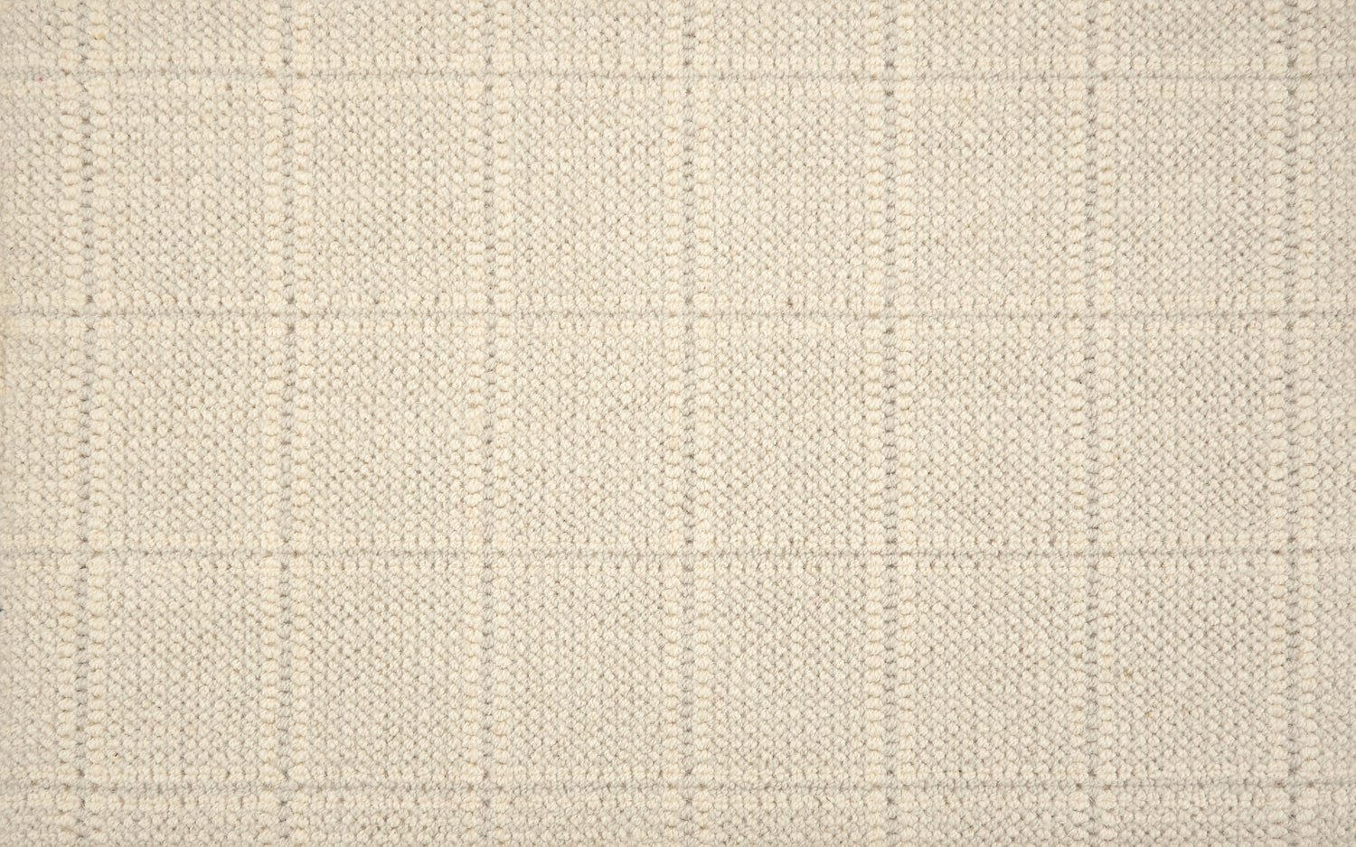 Broadloom carpet with windowpane check in cream and light grey. 