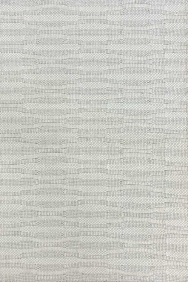 Broadloom carpet in a flatwoven wavy stripe in cream on a cream field. 