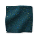Square fabric swatch of heathered wool in a navy colorway.