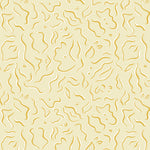 Detail of wallpaper in a painterly floral print in yellow and white on a light yellow field.