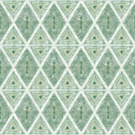 Patterned fabric with green and white geometric design