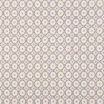 Broadloom carpet in a dense circle lattice with small floral accents in blue and green a cream field.