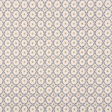 Broadloom carpet in a dense circle lattice with small floral accents in blue and green a cream field.