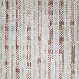 Textured carpet with vertical stripes in brown, gray, and beige on a white background