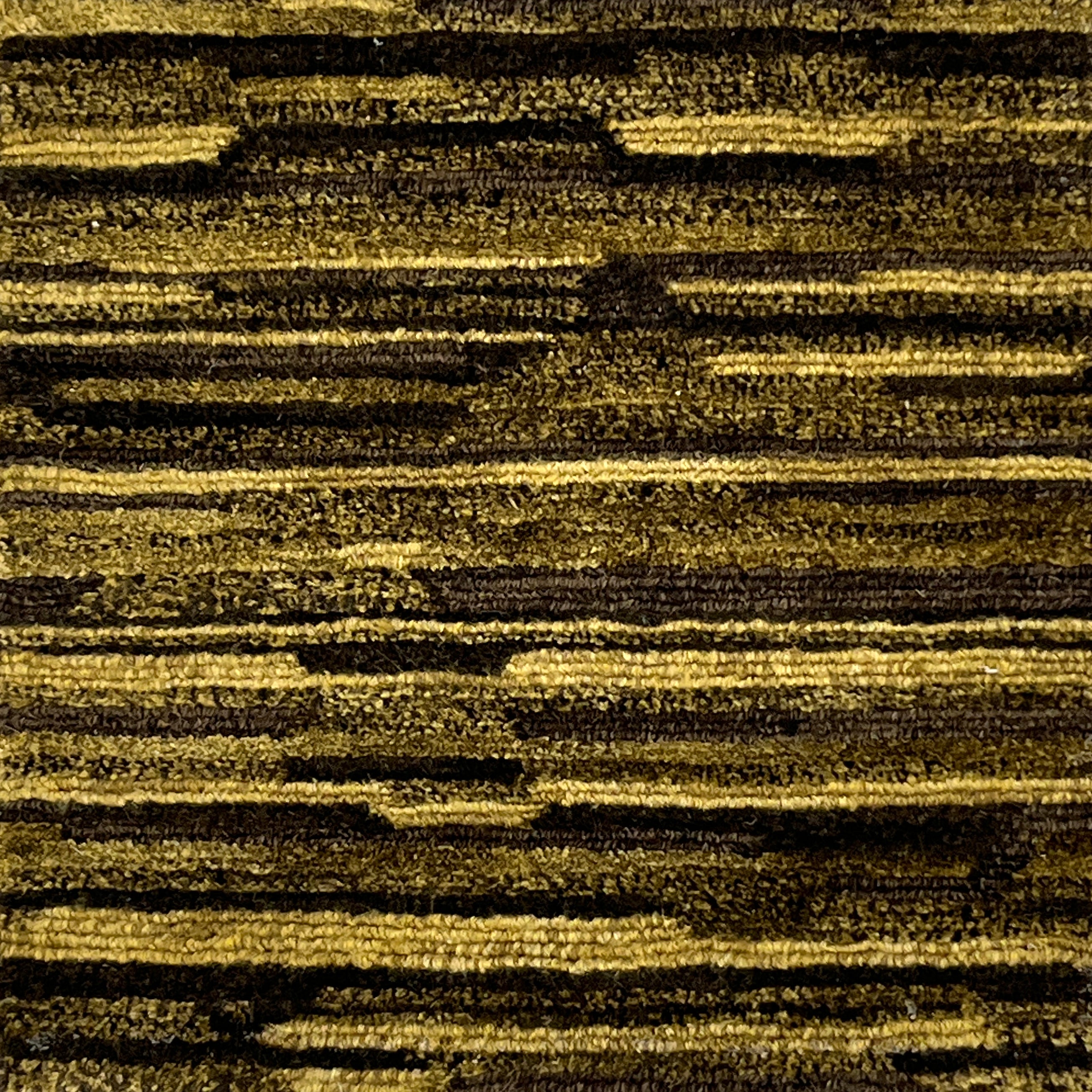 Textured handknotted rug with black and gold colors