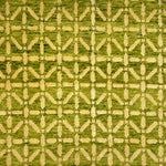 Patterned rug with geometric design on a bight green background