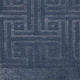 Handknotted rug with tonal greek key pattern in blue. 