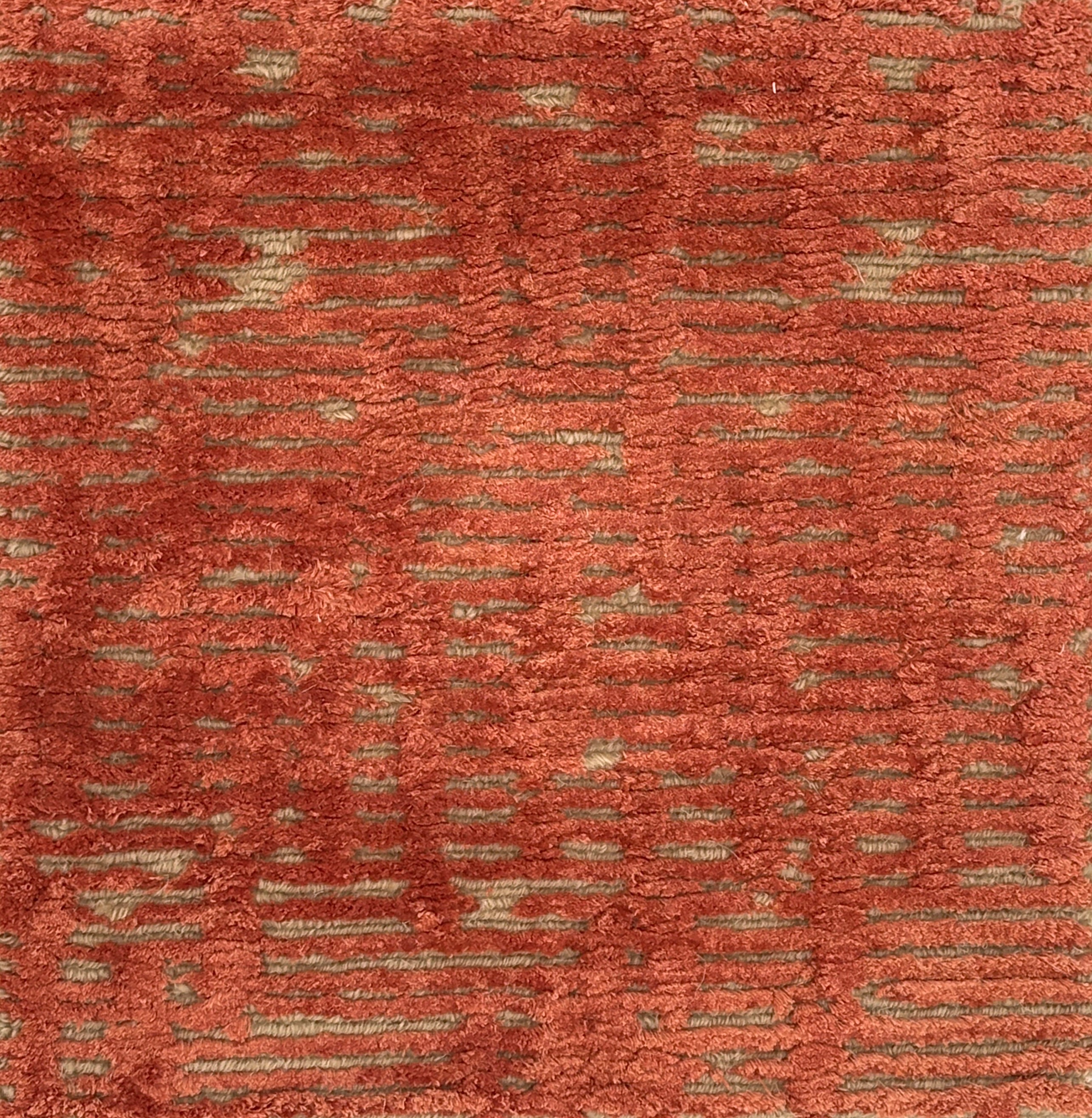 Textured red and gold handknotted rug
