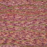 Handknotted rug with heathered magenta ground with a tan raised wavy stripe