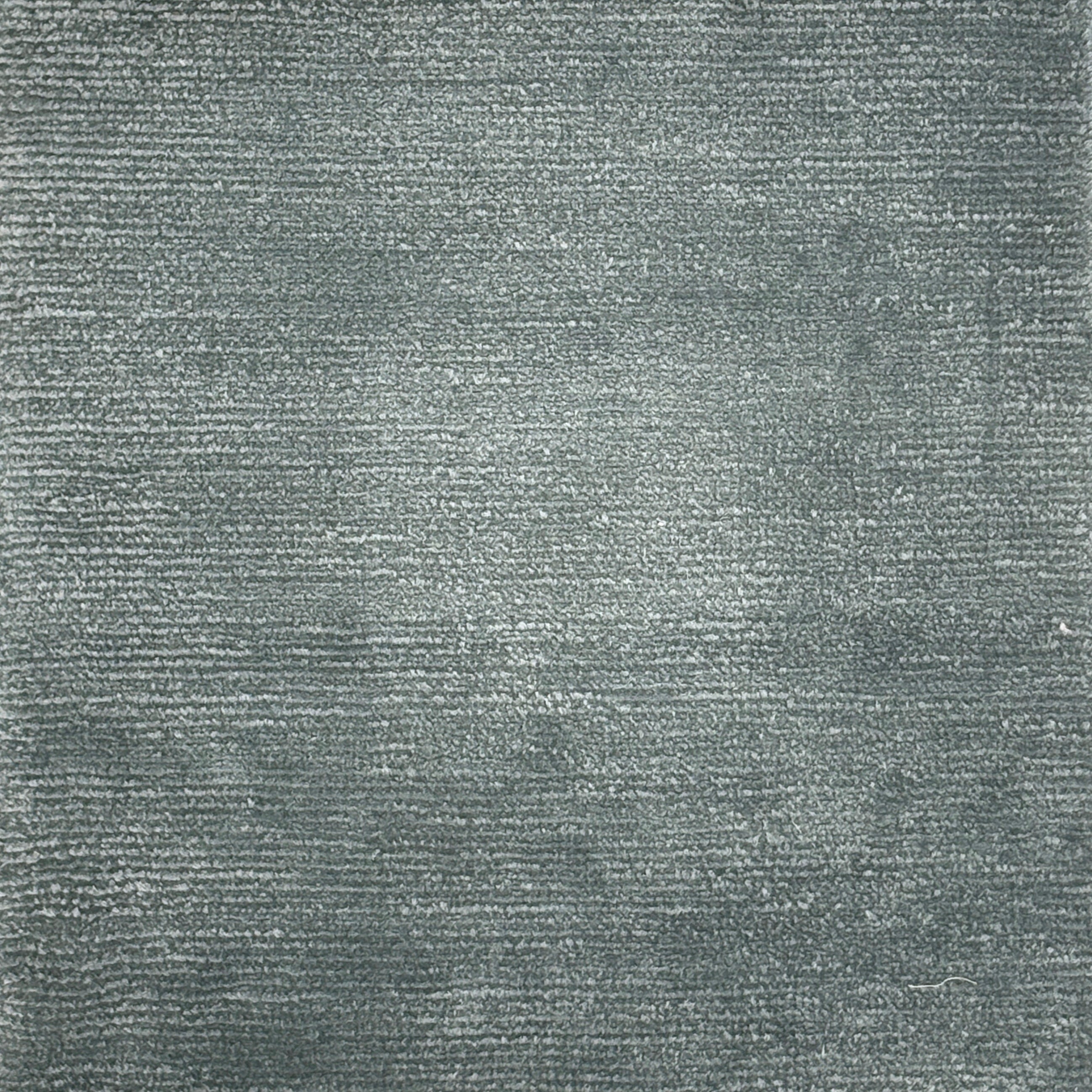 Handknotted solid silk rug in slate blue