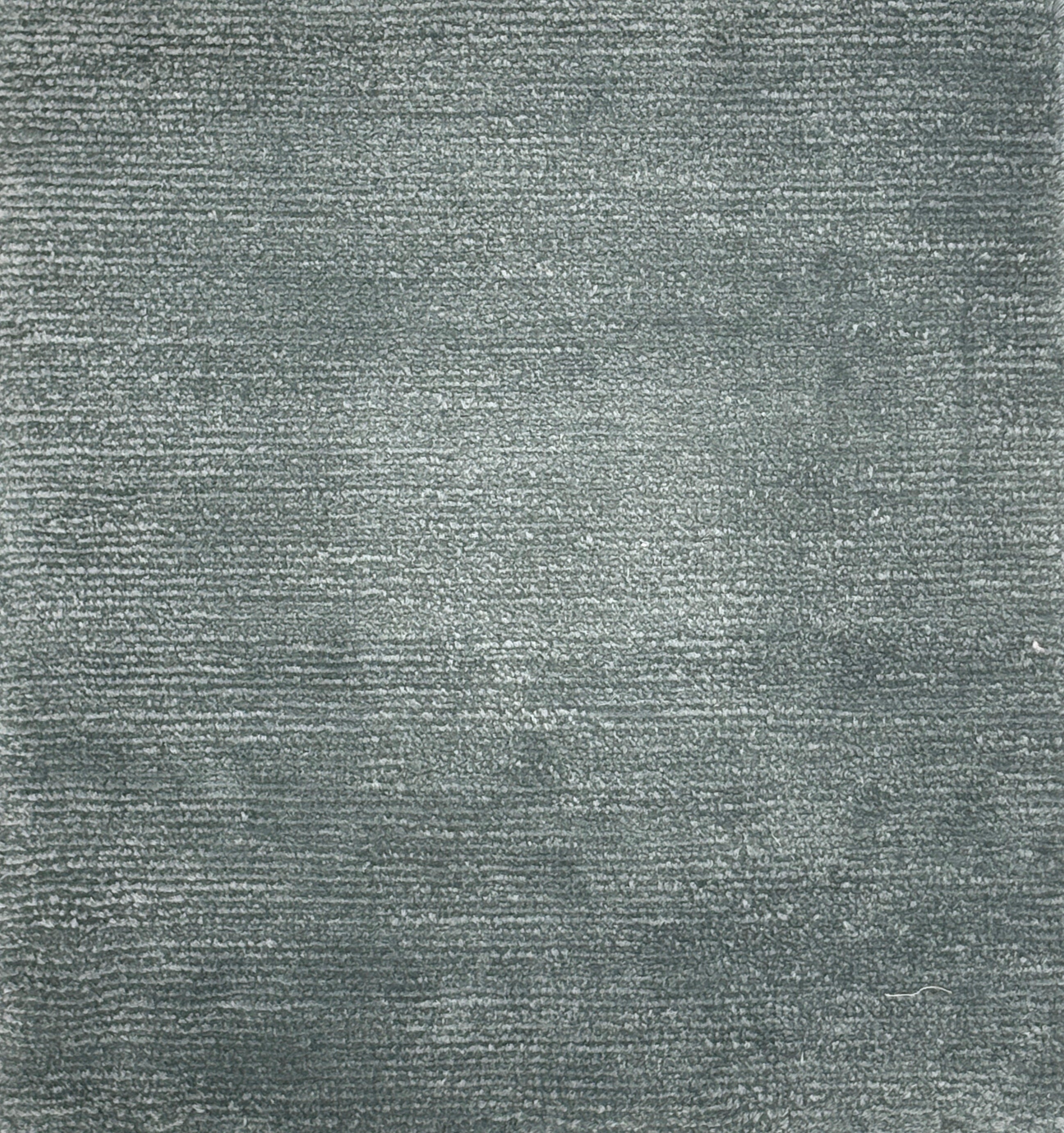 Handknotted solid silk rug in slate blue