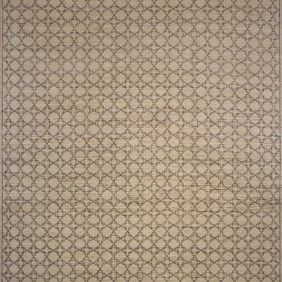 Patterned rug with geometric design on a beige background