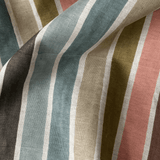 Close-up of striped fabric with multicolor pattern