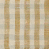 Flatwoven rug in a green, cream and pale blue plaid.