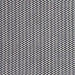 Detail of a hand-woven cotton striped fabric in navy blue and white.