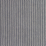 Detail of a hand-woven cotton striped fabric in navy blue and white.