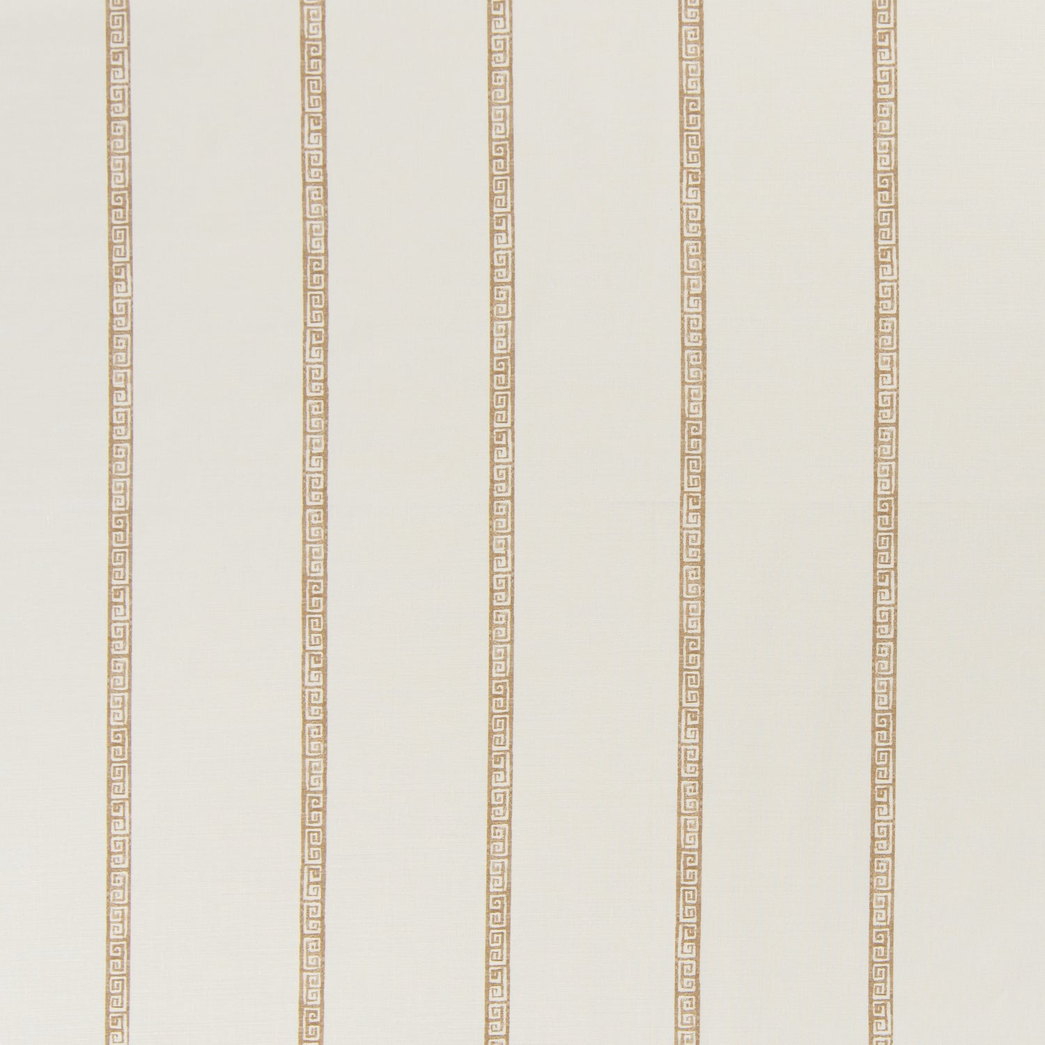 printed linen fabric in a minimal geometric linear pattern in gold on a cream field.