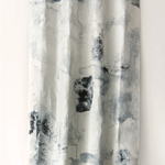 White curtain with black abstract pattern on a white background