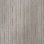 Dimensional embroidered fabric in an irregular stripe pattern in shades of taupe, cream, sage green and pale blue.