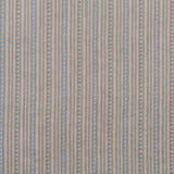Dimensional embroidered fabric in an irregular stripe pattern in shades of taupe, cream, sage green and pale blue.