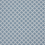 Broadloom carpet in a classic lattice in white on a blue field.