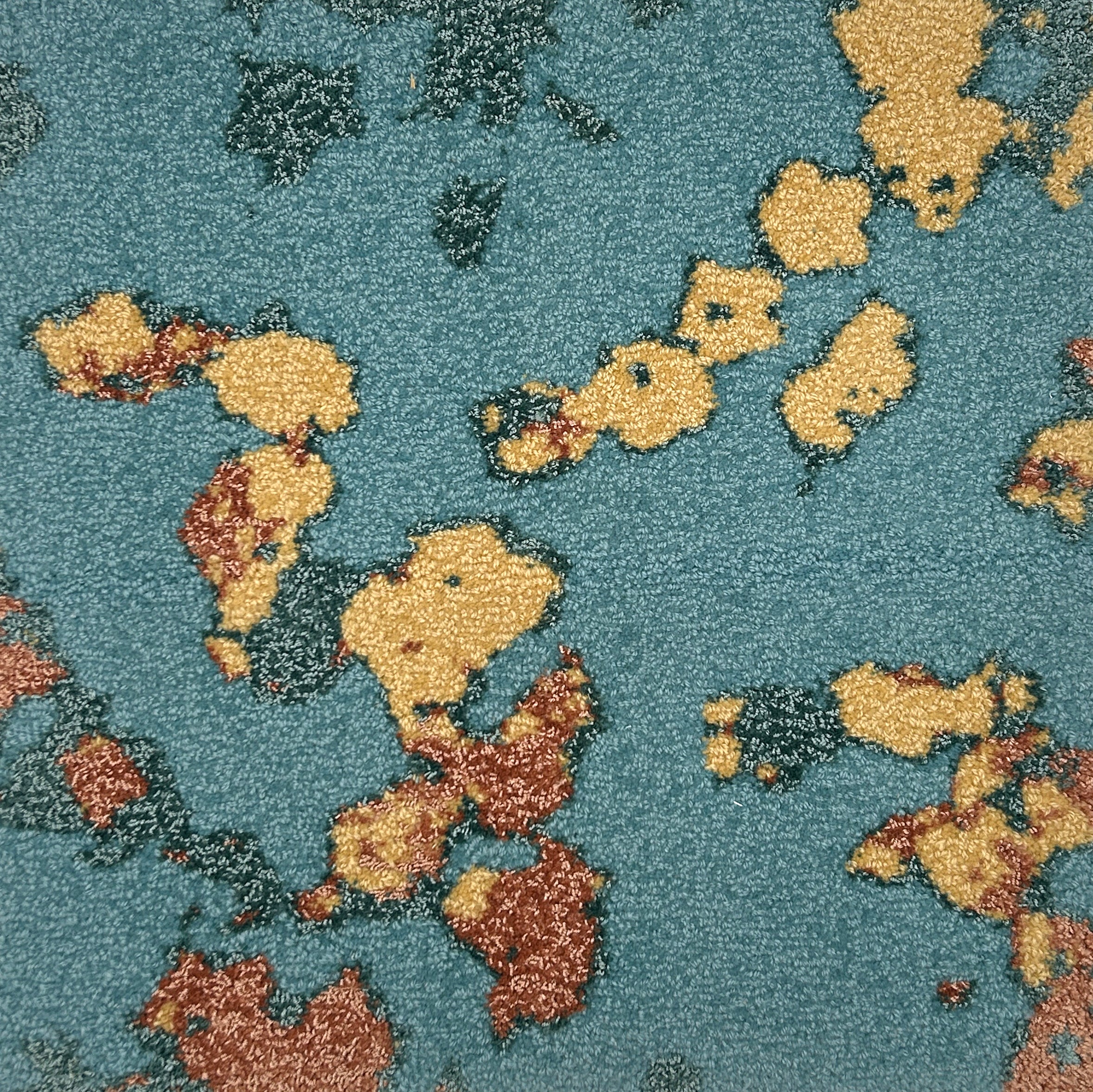 Handmade  with an abstract pattern of brown and beige shapes on a blue background