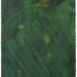 Sheet of handmade wallpaper with a dimensional combed pattern in dark green.