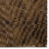 Detail of a handmade wallpaper swatch with a dimensional combed pattern in dark brown.