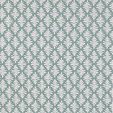 White leaf pattern on a teal background
