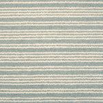 Broadloom carpet with raised cream stripes on light blue. 