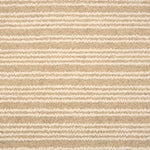 Broadloom carpet with raised cream stripes on tan. 