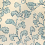 Blue leafy pattern on a beige background