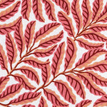 Pattern of pink and orange leaves on a white background