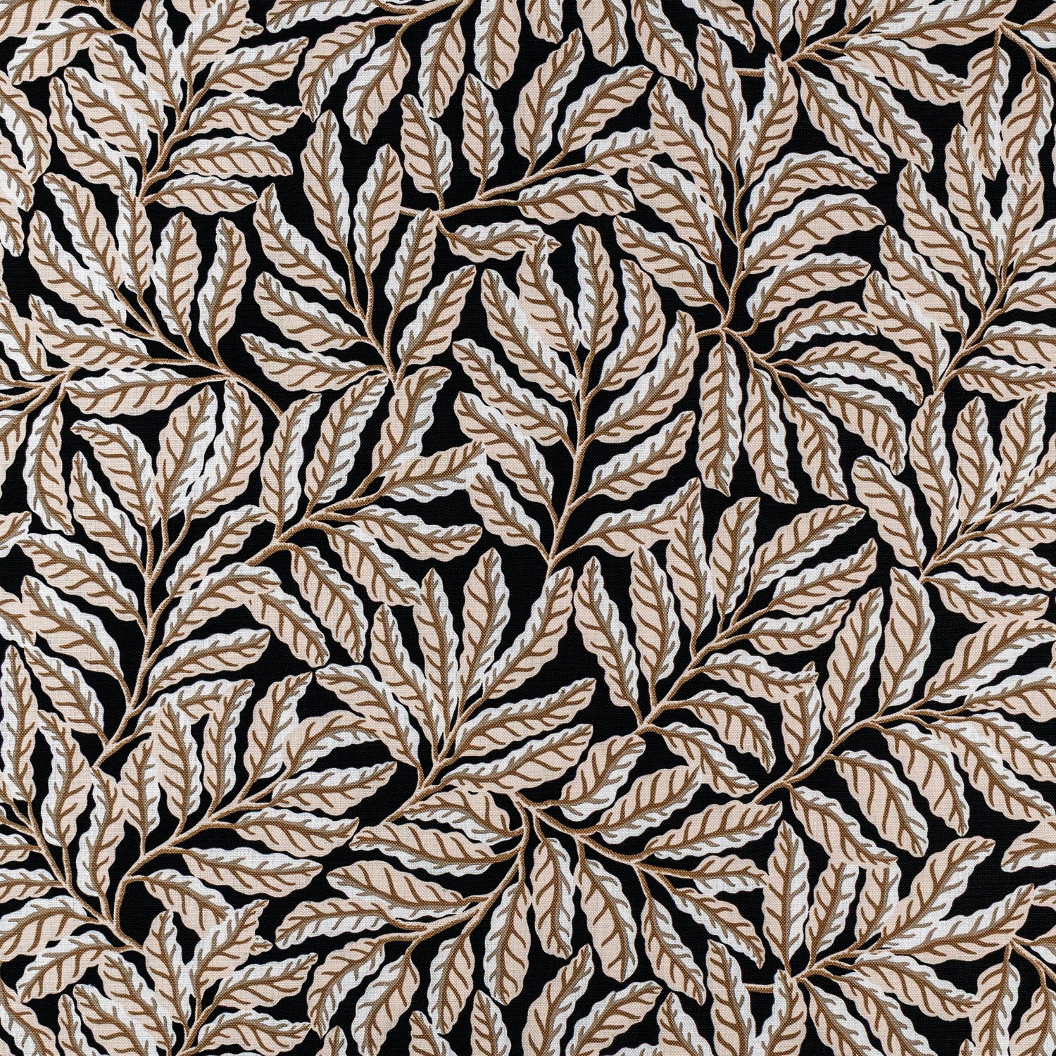 Pattern of brown leaves on a black background