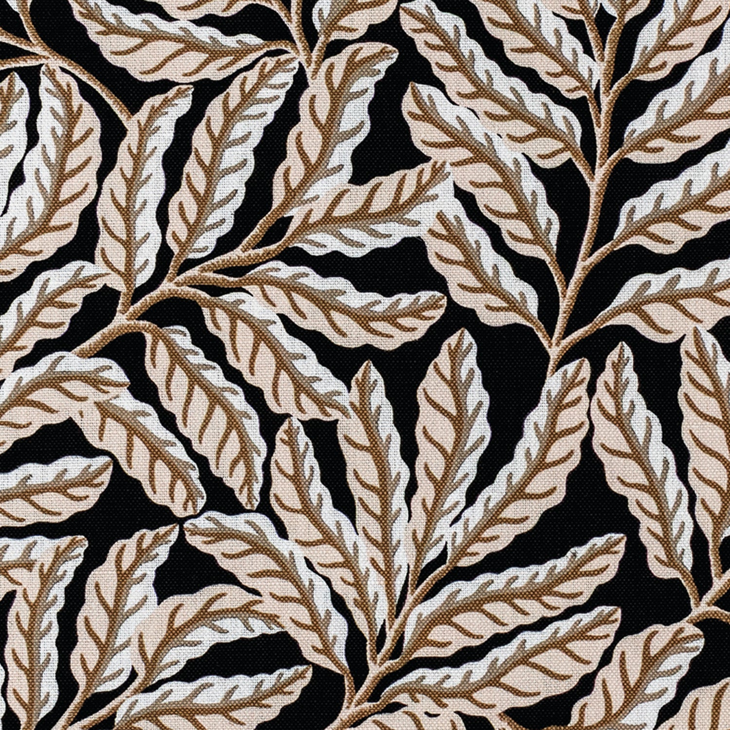 Pattern of brown leaves on a black background