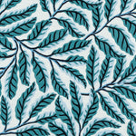 Fabric pattern of green and light leaves on a white background