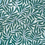 Pattern of green and blue  leaves on a white background