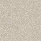 Detail of printed wallpaper with watercolor swirling stripe pattern in tonal ecru.