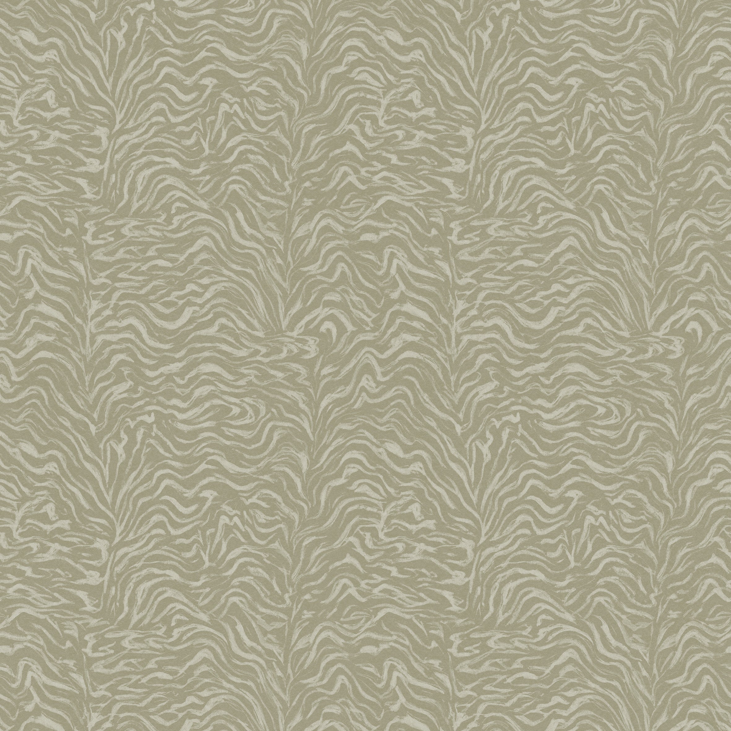 Detail of printed wallpaper with watercolor swirling stripe pattern in tonal sage green