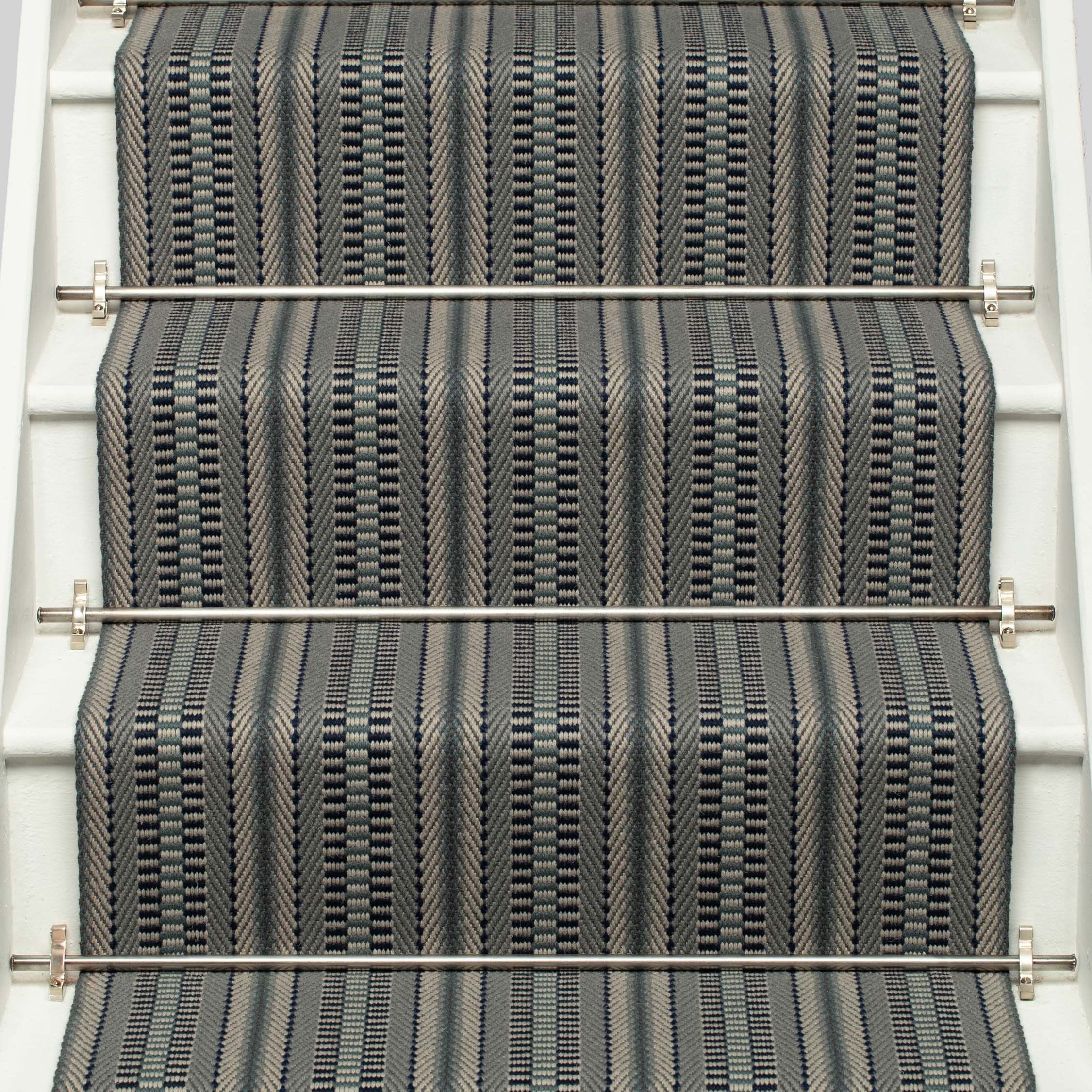 Striped flatweave runner in grey and slate