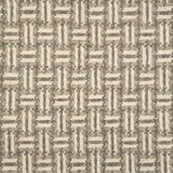 Broadloom carpet with a geometric herringbone design in cream, grey and taupe.